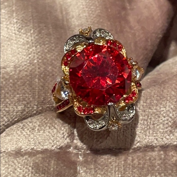 Chunky Orange Diamond Statement Ring Size 6.5 NWTS - Picture 1 of 14